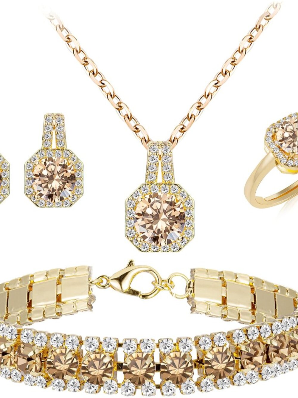 4pcs Cubic Zirconia Wedding Jewelry Sets for Bride Bridesmaid Cubic Zirconia Pen